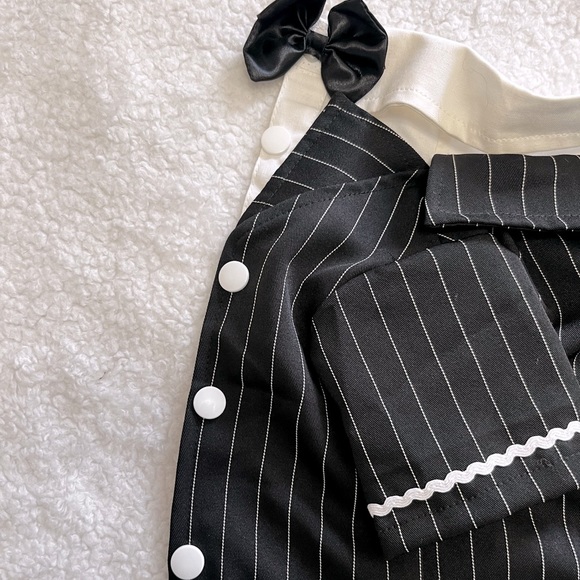 dentrun dog bow tie striped tuxedo suit with buttons - Picture 8 of 13
